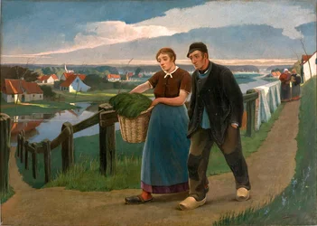 Paesaggio con coppia di contadini